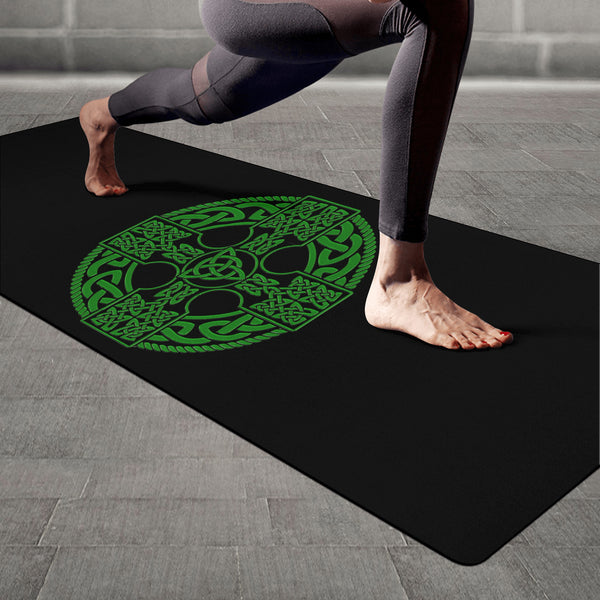 Irish Celtic Cross Shield Rubber Yoga Mat