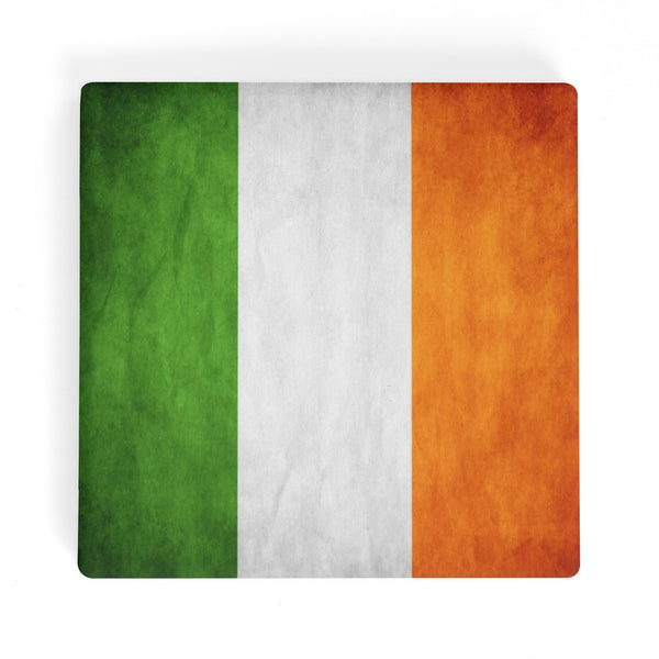 Distressed Ireland Flag Square Ceramic Coasters (Set of 4 Coasters)