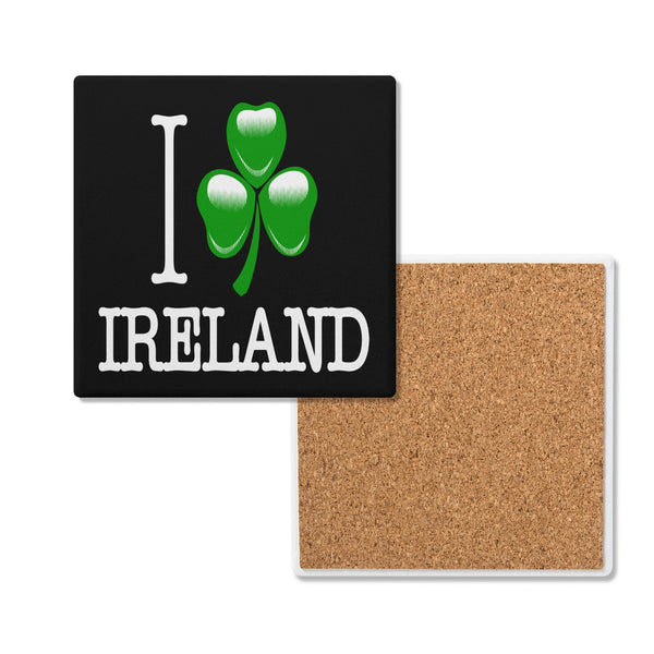 I Love Ireland Square Ceramic Coasters (Set of 4 Coasters)