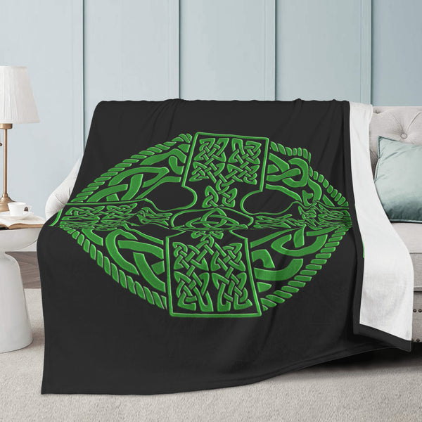 Irish Celtic Cross Shield Soft Polyester Premium Fleece Blanket