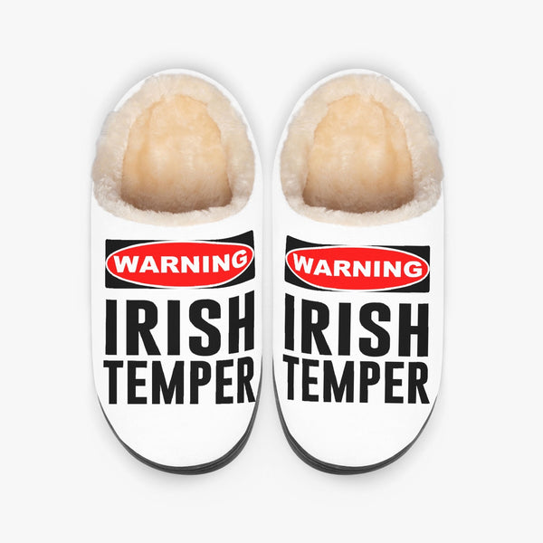 WARNING...Irish Temper Unisex Fluffy Bedroom Slippers