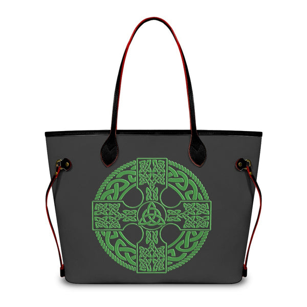 Irish Celtic Cross Shield PU Leather Shoulder Bag