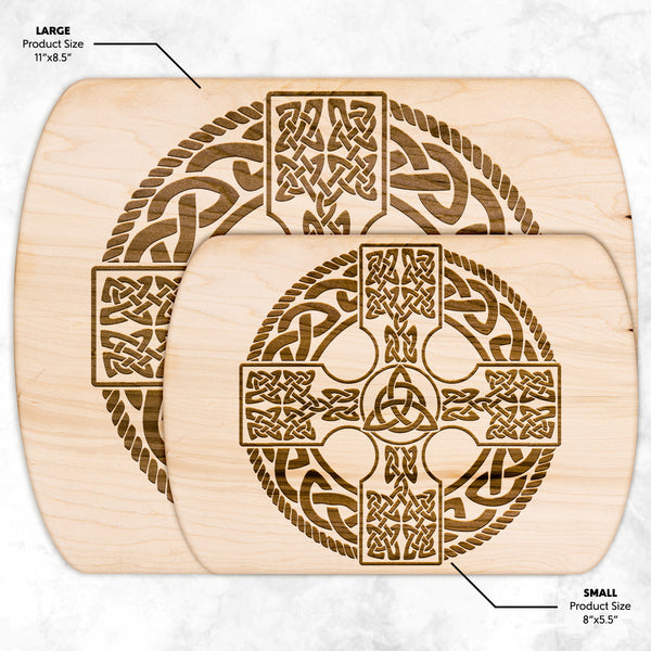 Irish Celtic Cross Shield Hardwood Oval Cutting Board – Éire In My Blood