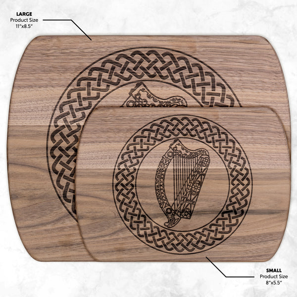Irish Celtic Knot Harp Hardwood Oval Cutting Board