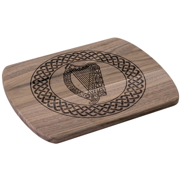 Irish Celtic Knot Harp Hardwood Oval Cutting Board