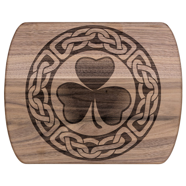 Irish Celtic Knot Shamrock Hardwood Oval Cutting Board
