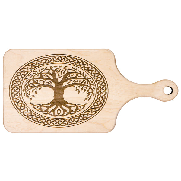 Irish Celtic Knot Tree of Life Hardwood Paddle Cutting Board