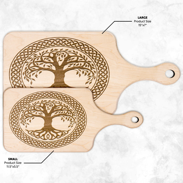 Irish Celtic Knot Tree of Life Hardwood Paddle Cutting Board