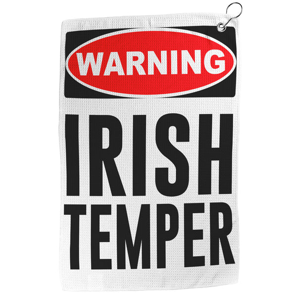 WARNING...Irish Temper Waffle Golf Towel