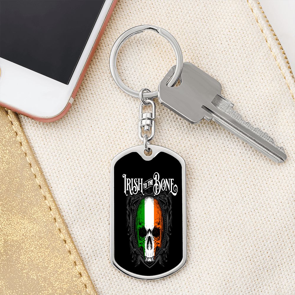Irish To The Bone Graphic Dog Tag Keychain