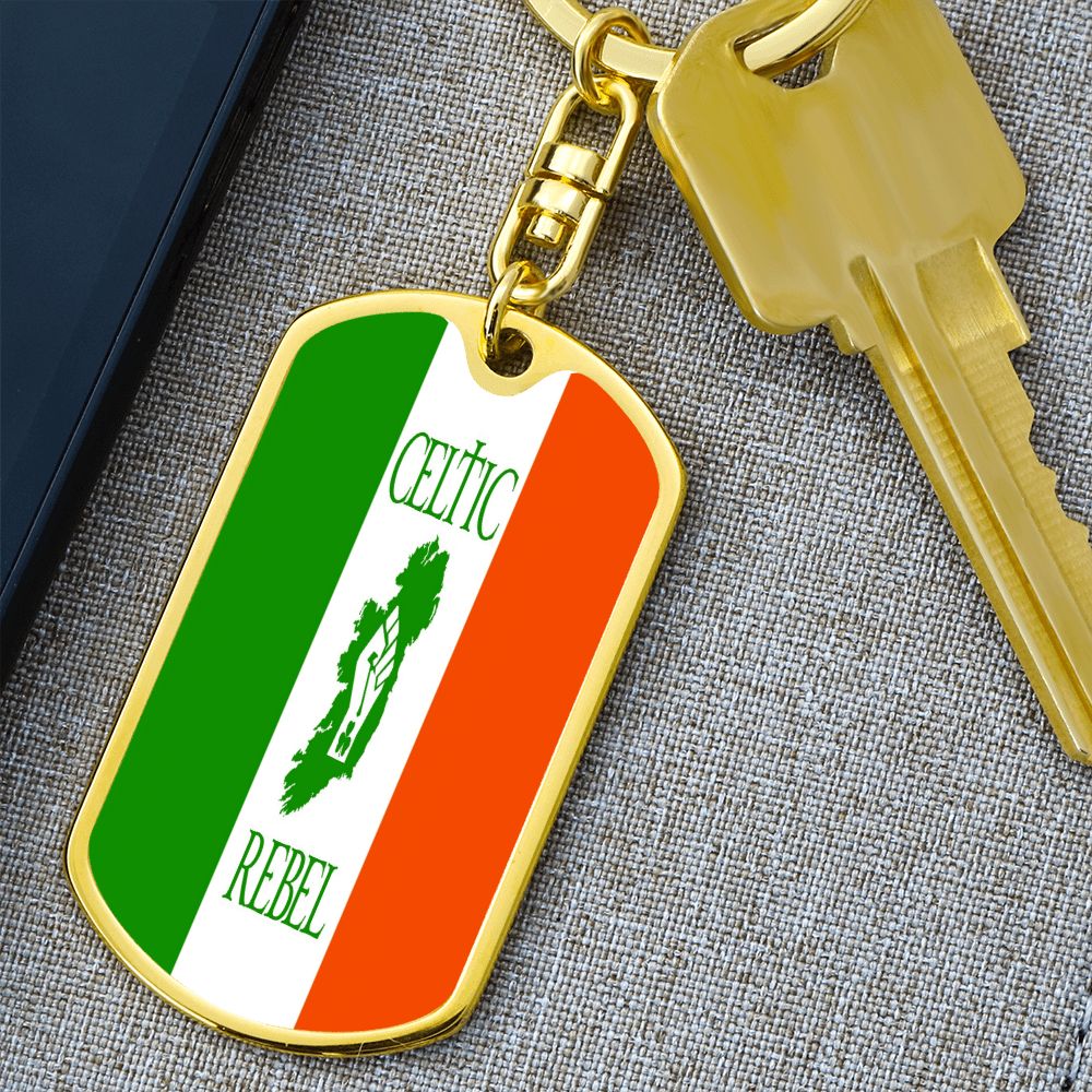 Celtic Rebel Graphic Dog Tag Keychain