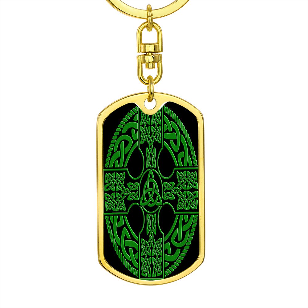 Irish Celtic Cross Shield Graphic Dog Tag Keychain