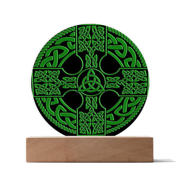 Irish Celtic Cross Shield Circle Acrylic Plaque