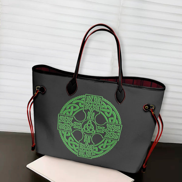 Irish Celtic Cross Shield PU Leather Shoulder Bag