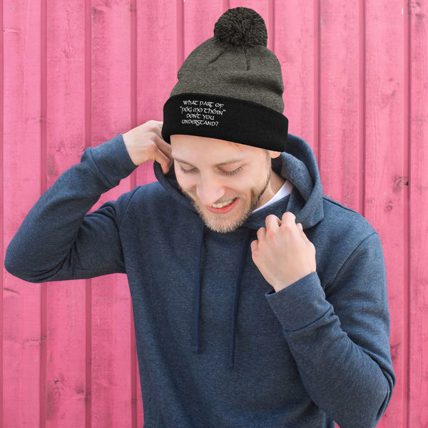 ☘️ What Part Of "Póg Mo Thóin" Don't You Understand? Embroidered Pom-Pom Beanie ☘️