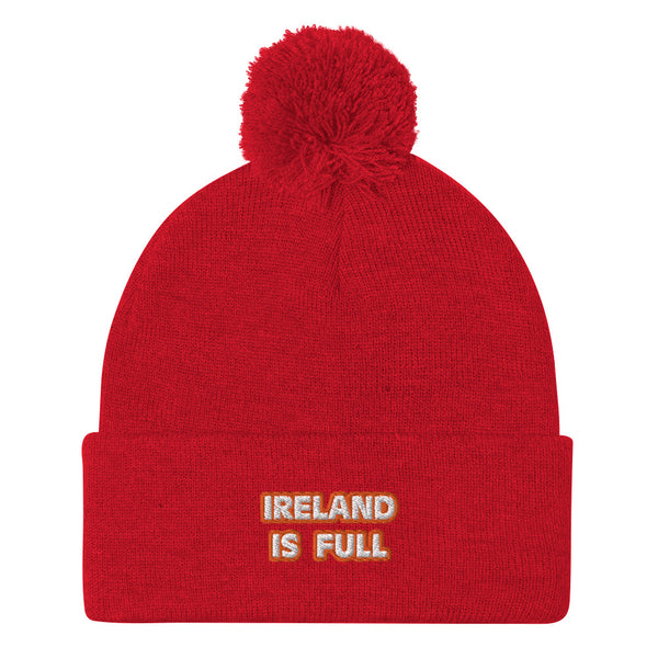Ireland Is Full Embroidered Pom-Pom Beanie