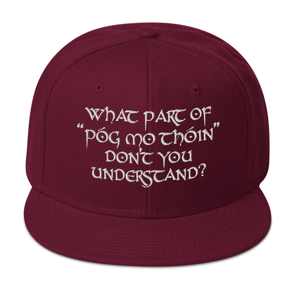 ☘️ What Part Of "Póg Mo Thóin" Don't You Understand? Embroidered Snapback Hat ☘️
