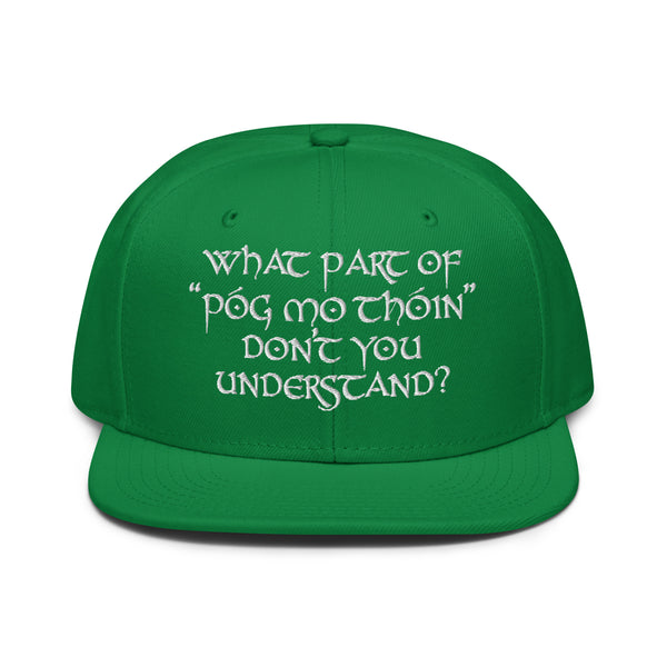 ☘️ What Part Of "Póg Mo Thóin" Don't You Understand? Embroidered Snapback Hat ☘️
