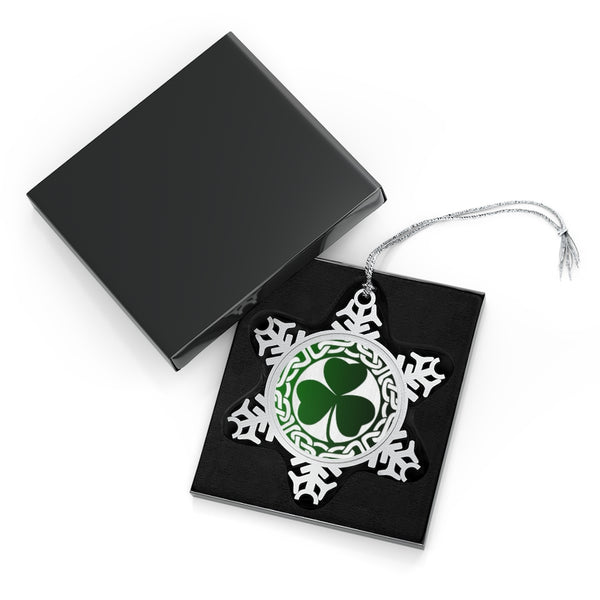 Shamrock Pewter Snowflake Ornament