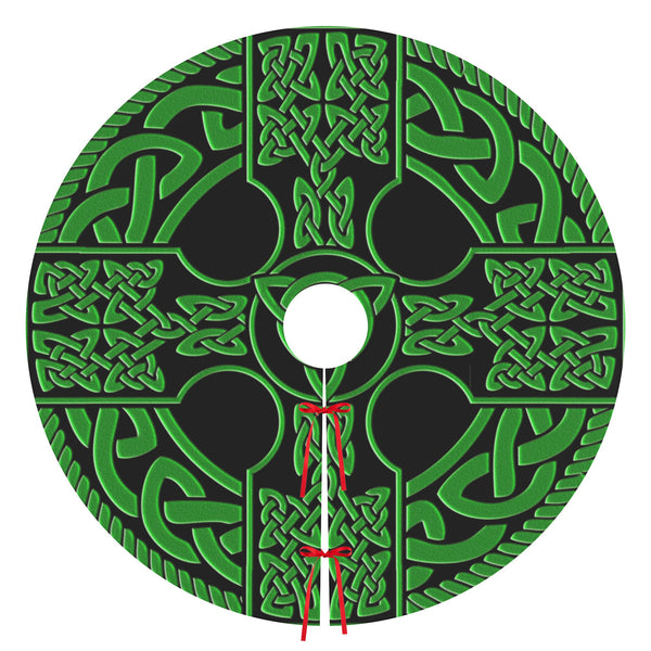 Irish Celtic Cross Shield Christmas Tree Skirt