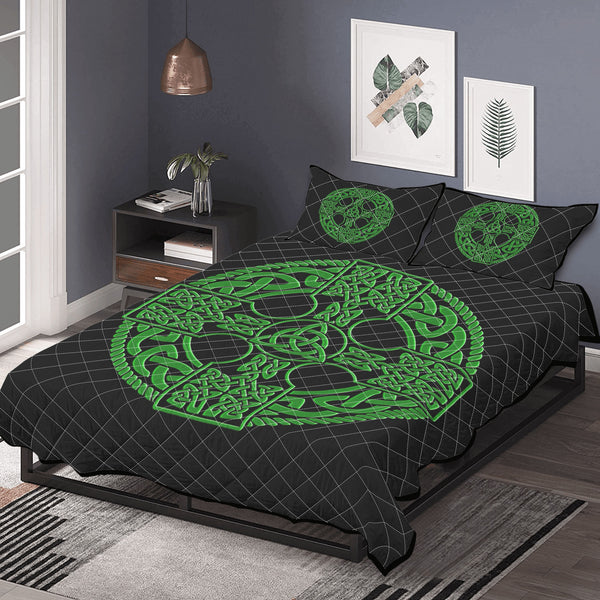 Irish Celtic Cross Shield Quilt Bed Set