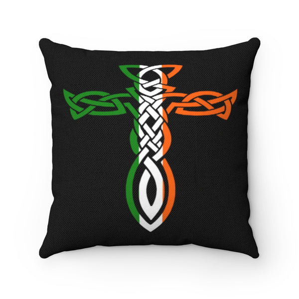 ☘️ Irish Celtic Cross Dagger Spun Polyester Square Pillow☘️