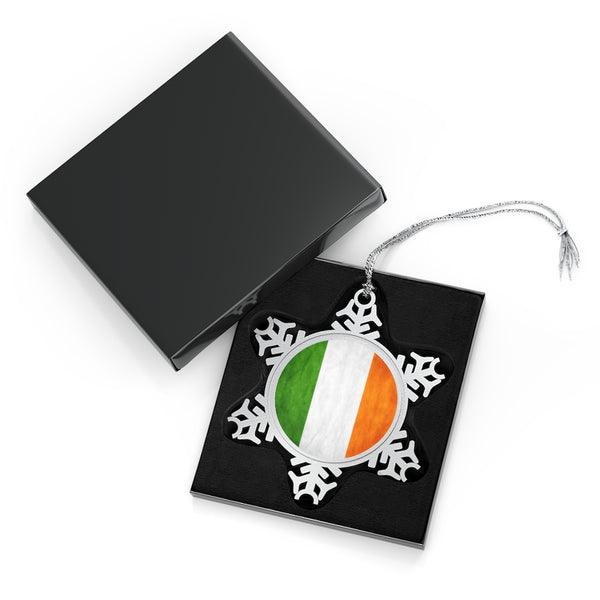 Irish Flag Pewter Snowflake Ornament