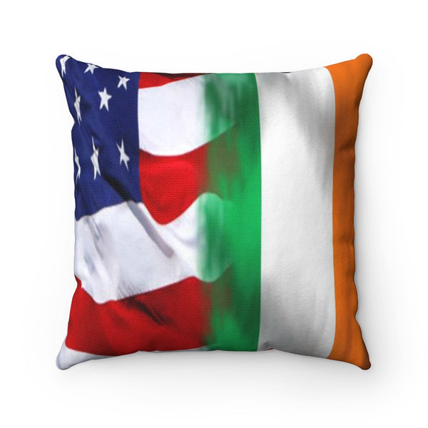 ☘️ American Irish Flag Spun Polyester Square Pillow☘️