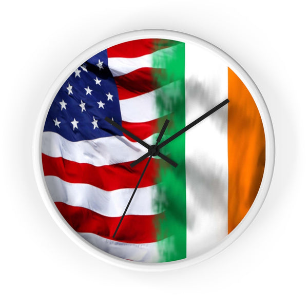 Distressed American Irish Flag Wall Clock