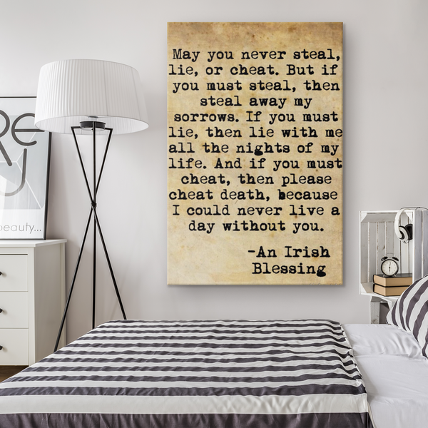 ☘️ May You Never Steal, Lie or Cheat Canvas Print Wall Art ☘️