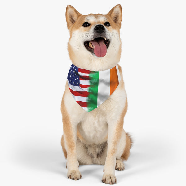 Distressed American Irish Flag Pet Bandana Collar
