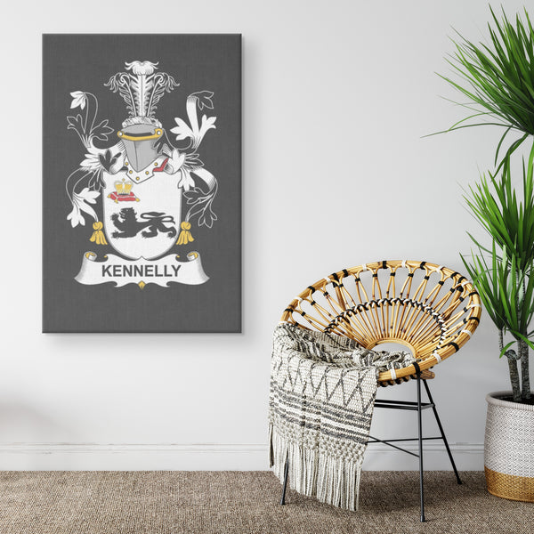 Irish Family Crest - Kennelly - Canvas Print Wall Art