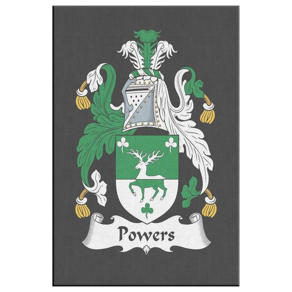 Irish Family Crest - Powers - Canvas Print Wall Art