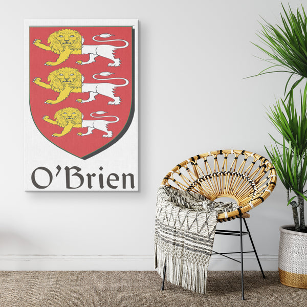 Irish Family Shield - O'Brien - Canvas Print Wall Art