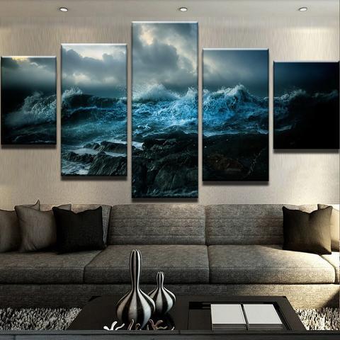 Irish Ocean Storm Canvas Print Wall Art