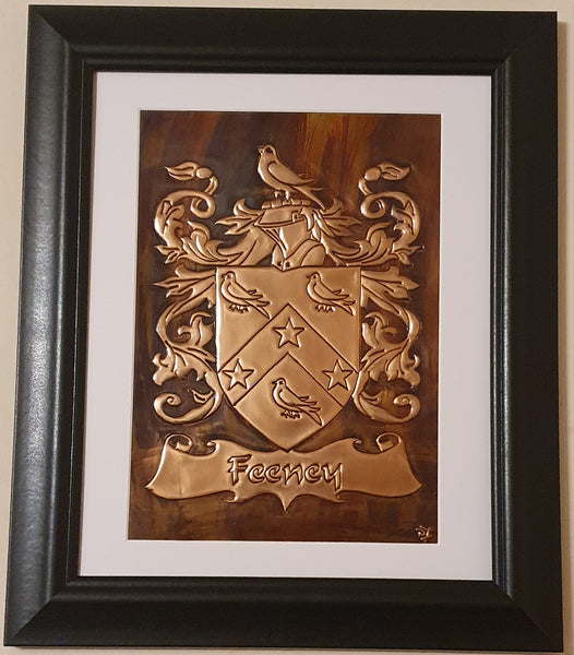 ☘️ PERSONALIZED Irish Family Crests Framed Copper ☘️