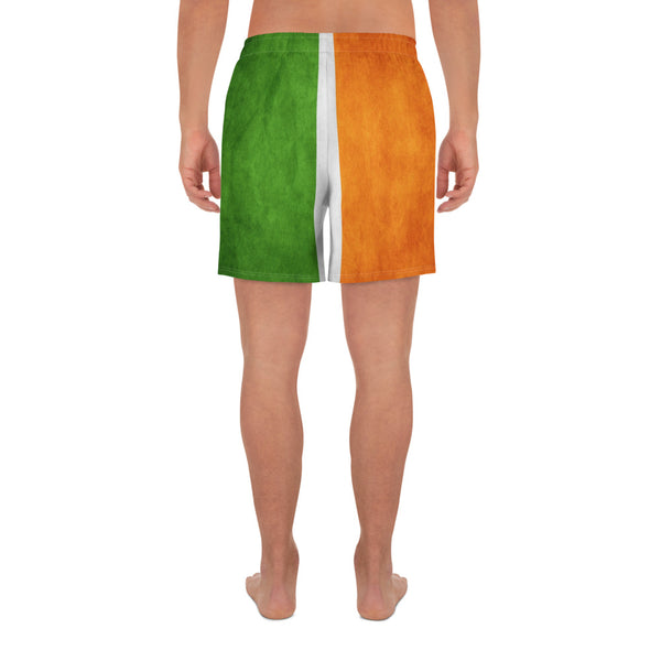 Distressed Ireland Flag Men's Athletic Long Shorts