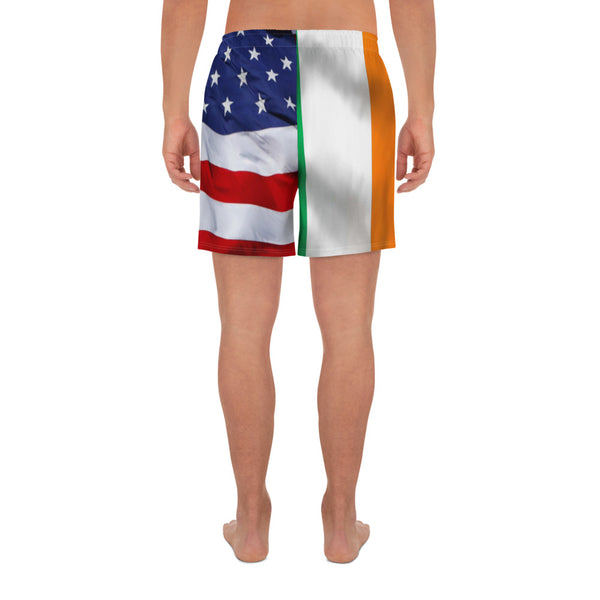Distressed American Irish Flag Men's Athletic Long Shorts