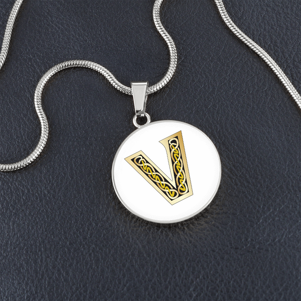 Celtic Initial Luxury Necklace - Initial V