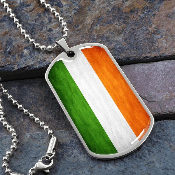 Irish Flag Luxury Dog Tag - Military Ball Chain