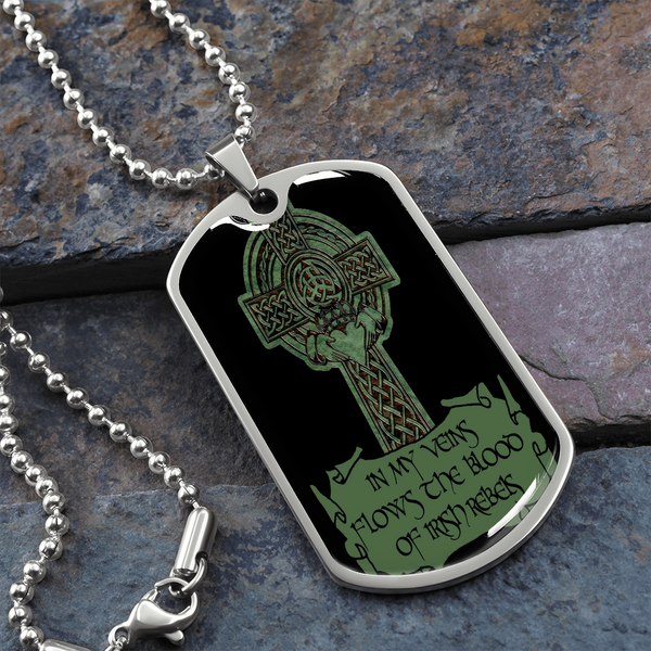 In My Veins Luxury Dog Tag - Military Ball Chain