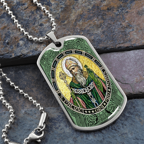 St. Patrick Luxury Dog Tag - Military Ball Chain