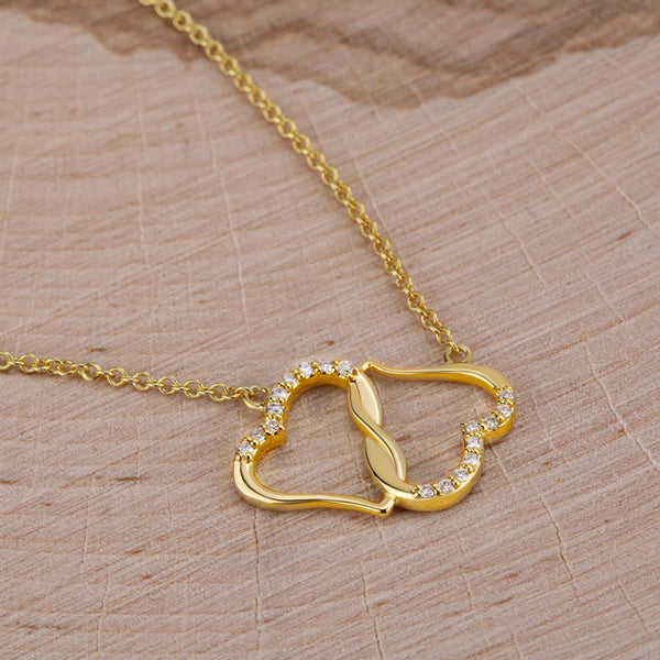 ☘️ Everlasting Irish Love - 10K Solid Yellow Gold Hearts Necklace For Mother's Day ☘️