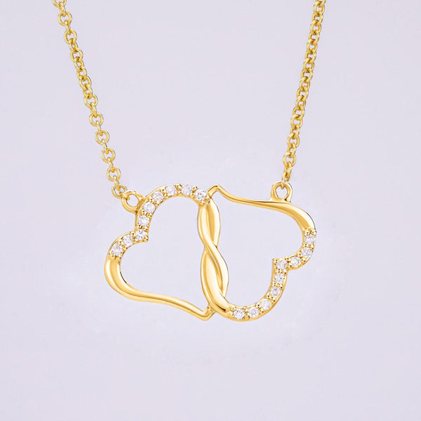 ☘️ Everlasting Irish Love - 10K Solid Yellow Gold Hearts Necklace For Mother's Day ☘️