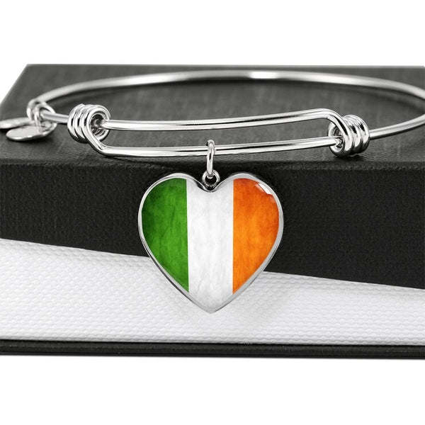 ☘️ Ireland Flag Heart Bangle Bracelet ☘️