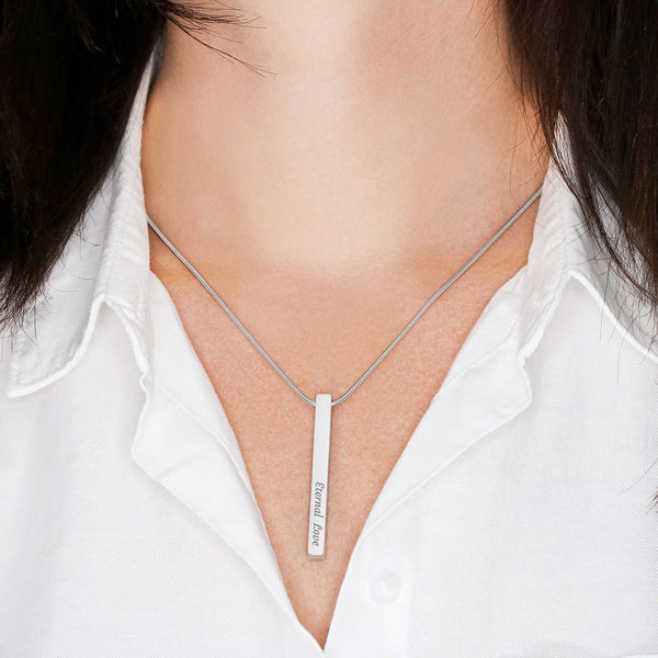 ☘️ Engraved 4 Sided Vertical Stick Necklace ☘️