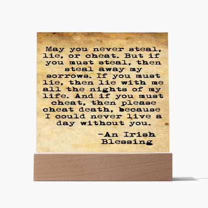 ☘️ May You Never Steal, Lie, or Cheat Square Acrylic Plaque ☘️