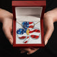 ☘️ American Flag Shamrock Custom Baby Feet Necklace with Birthstone ☘️