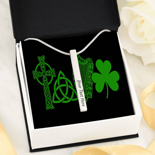 ☘️ Engraved 2 Sided Vertical Stick Necklace ☘️
