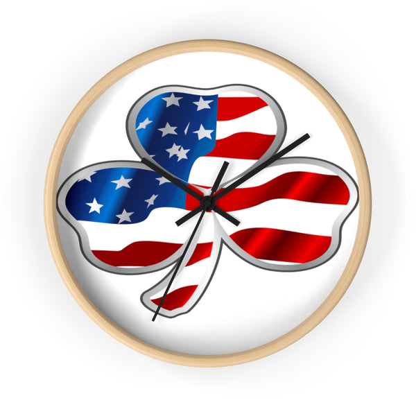 American Flag Shamrock Wall Clock